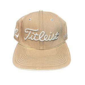 Titleist Pro V1 FJ Golf Hat Performance Adjustable Strapback Cap Tan
